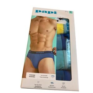 Papi Mens Microfiber Low Rise Briefs 5 Pack‎ Size M 32 34 Blue Assorted Colors